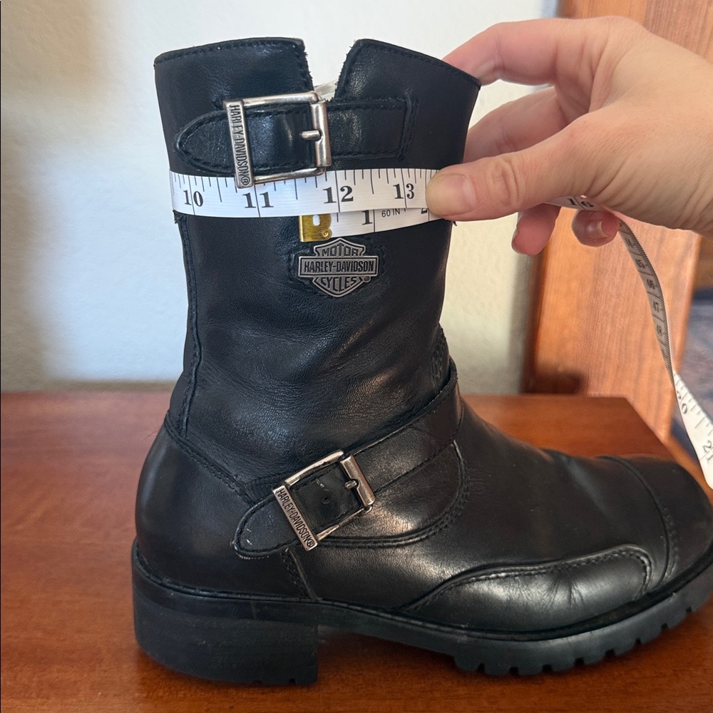 Harley Davidson Double Buckle Size Zip Y2K Black Motorcycle Boots Women's 7 - Picture 11 of 12